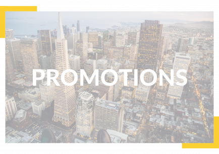 Navigational Image with people in background and text with "Promotions""